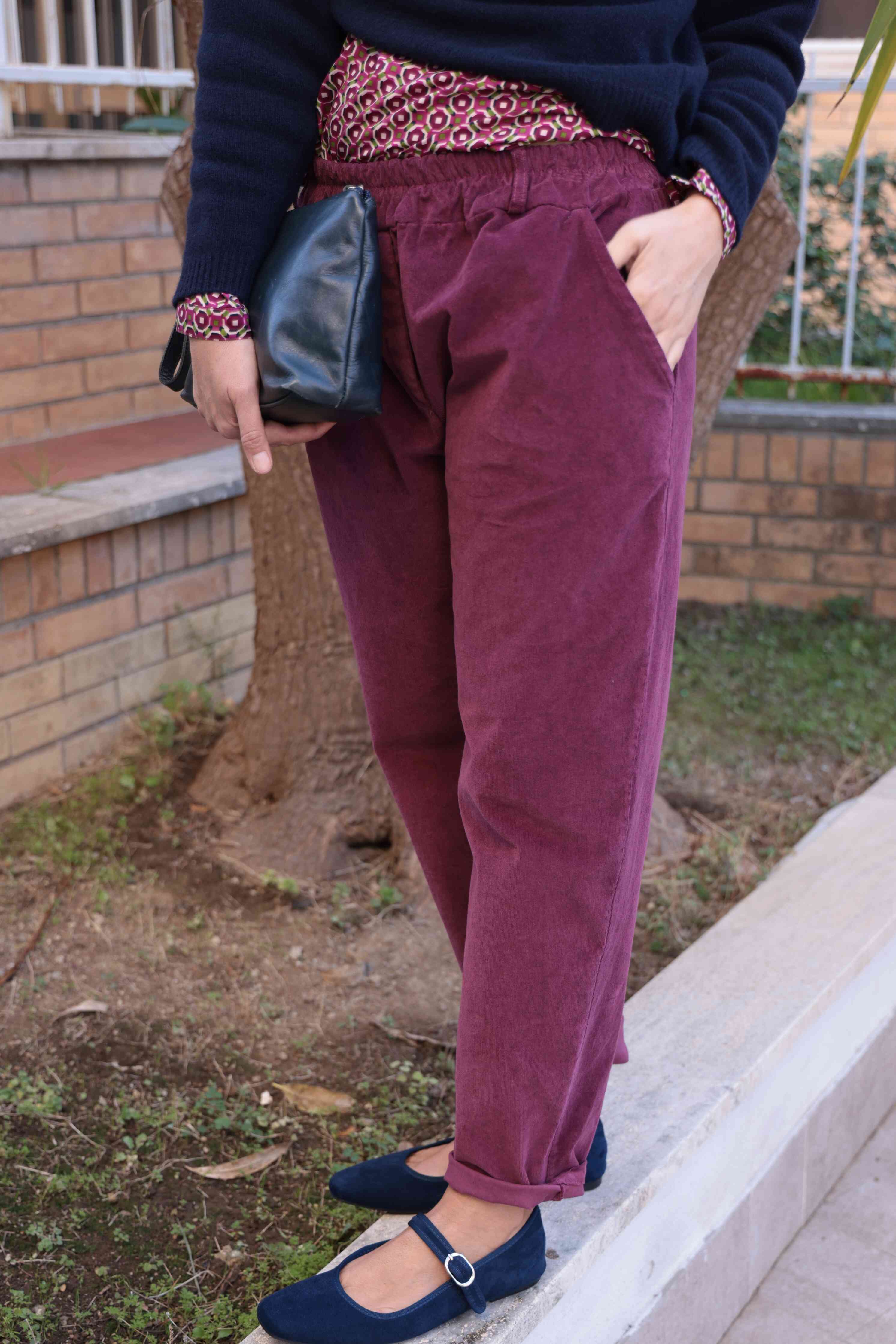 Pantalone Comfly Bordeaux (velluto a costine)