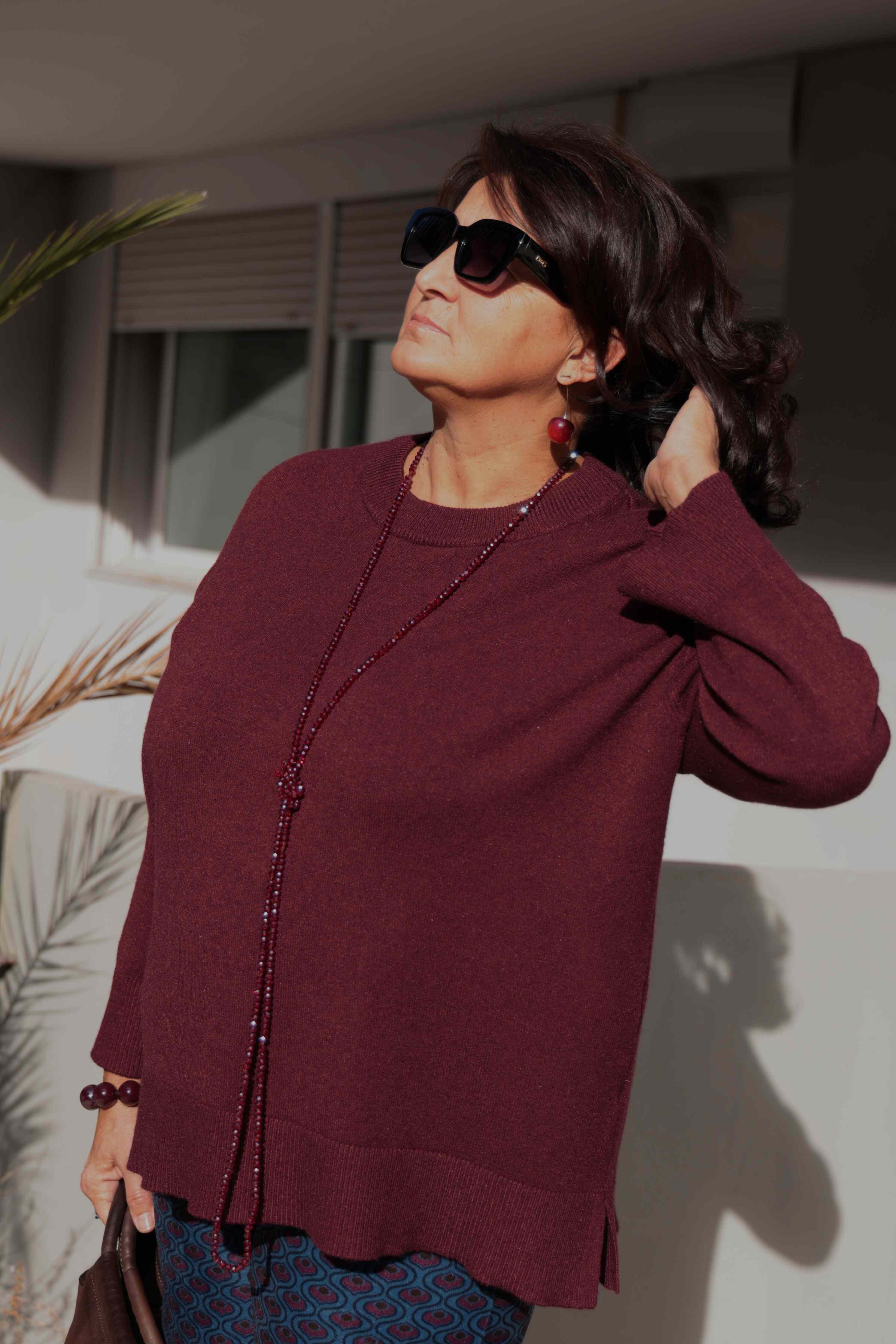 Suéter Burdeos de invierno para la noche (viscosa) 