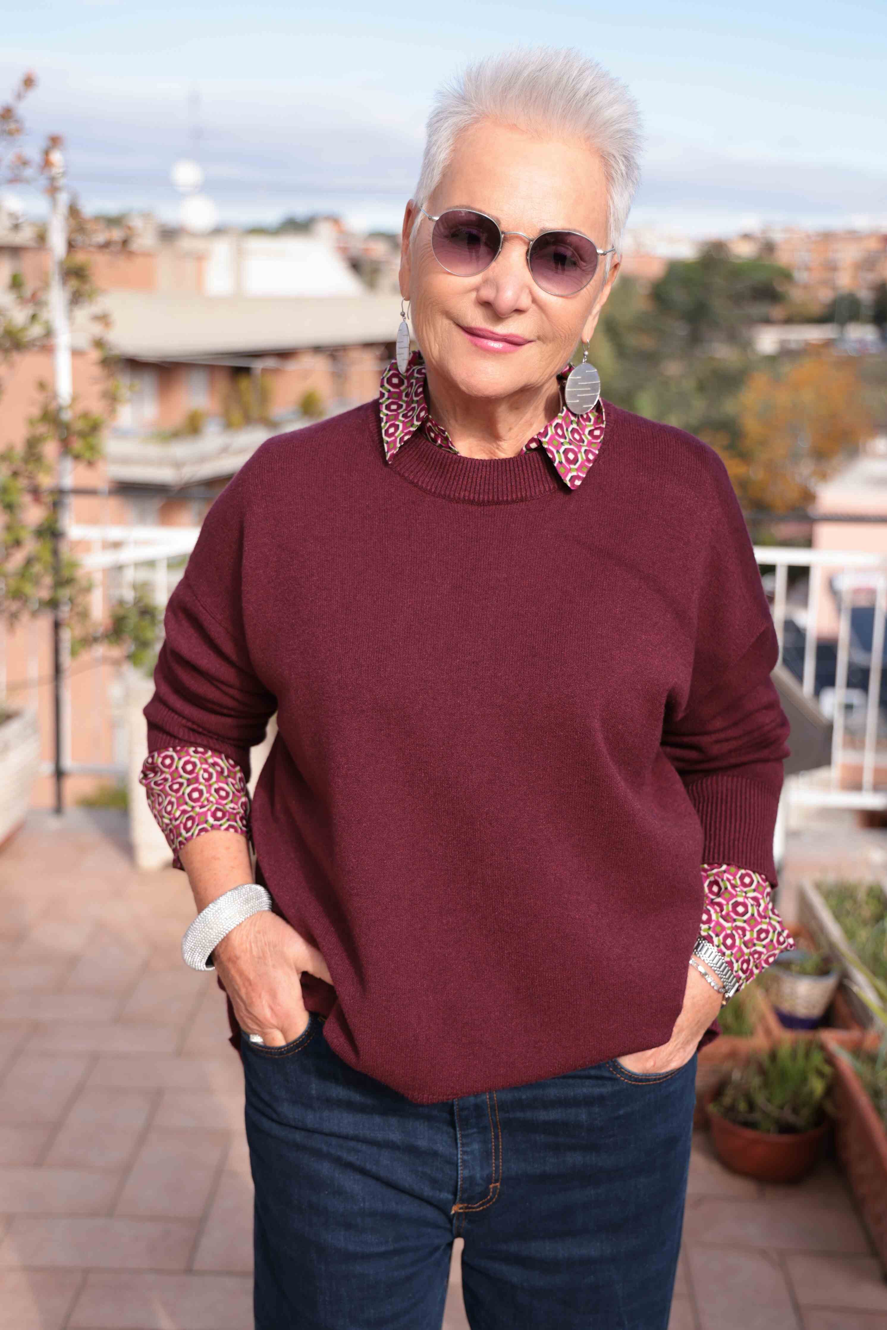 Suéter Burdeos de invierno para la noche (viscosa) 