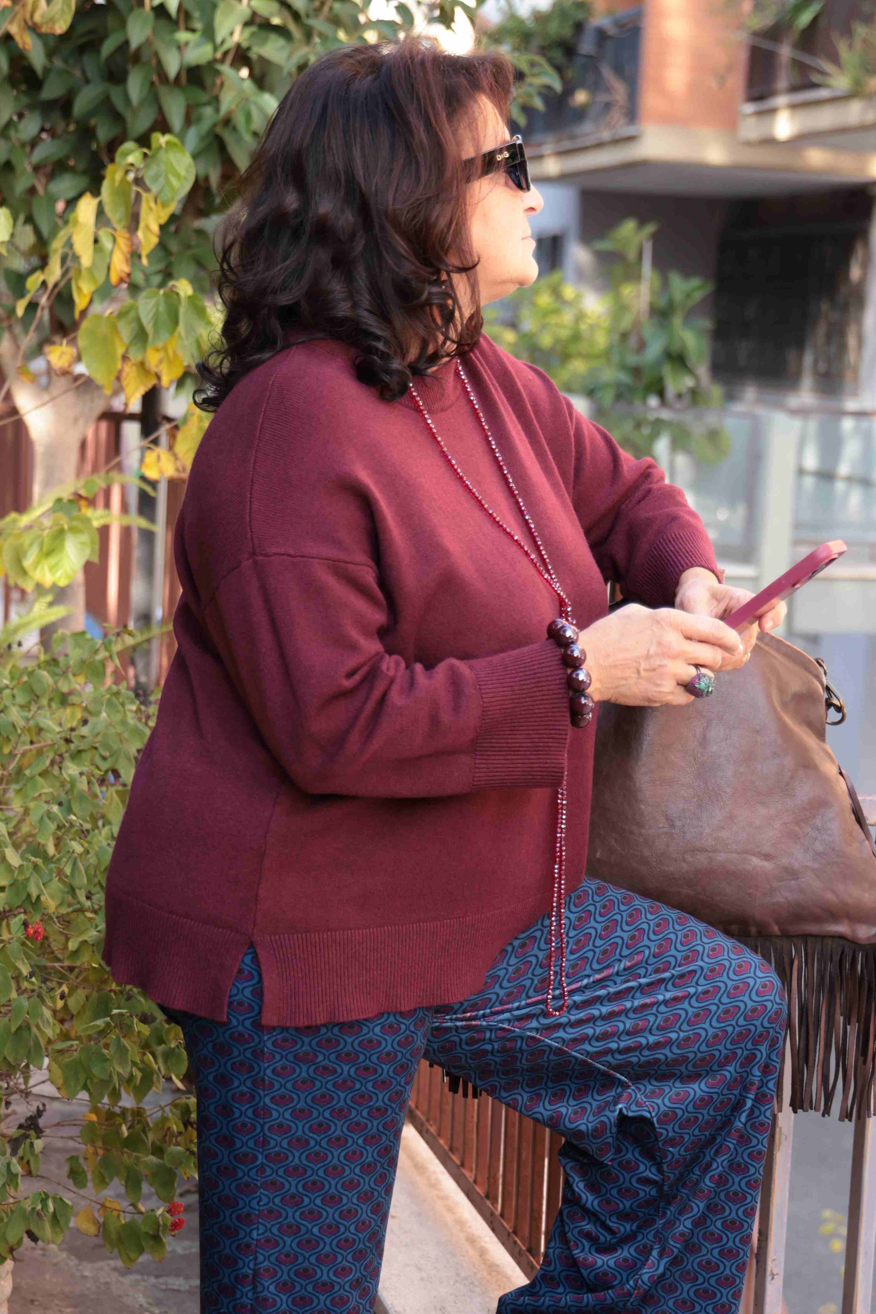 Suéter Burdeos de invierno para la noche (viscosa) 