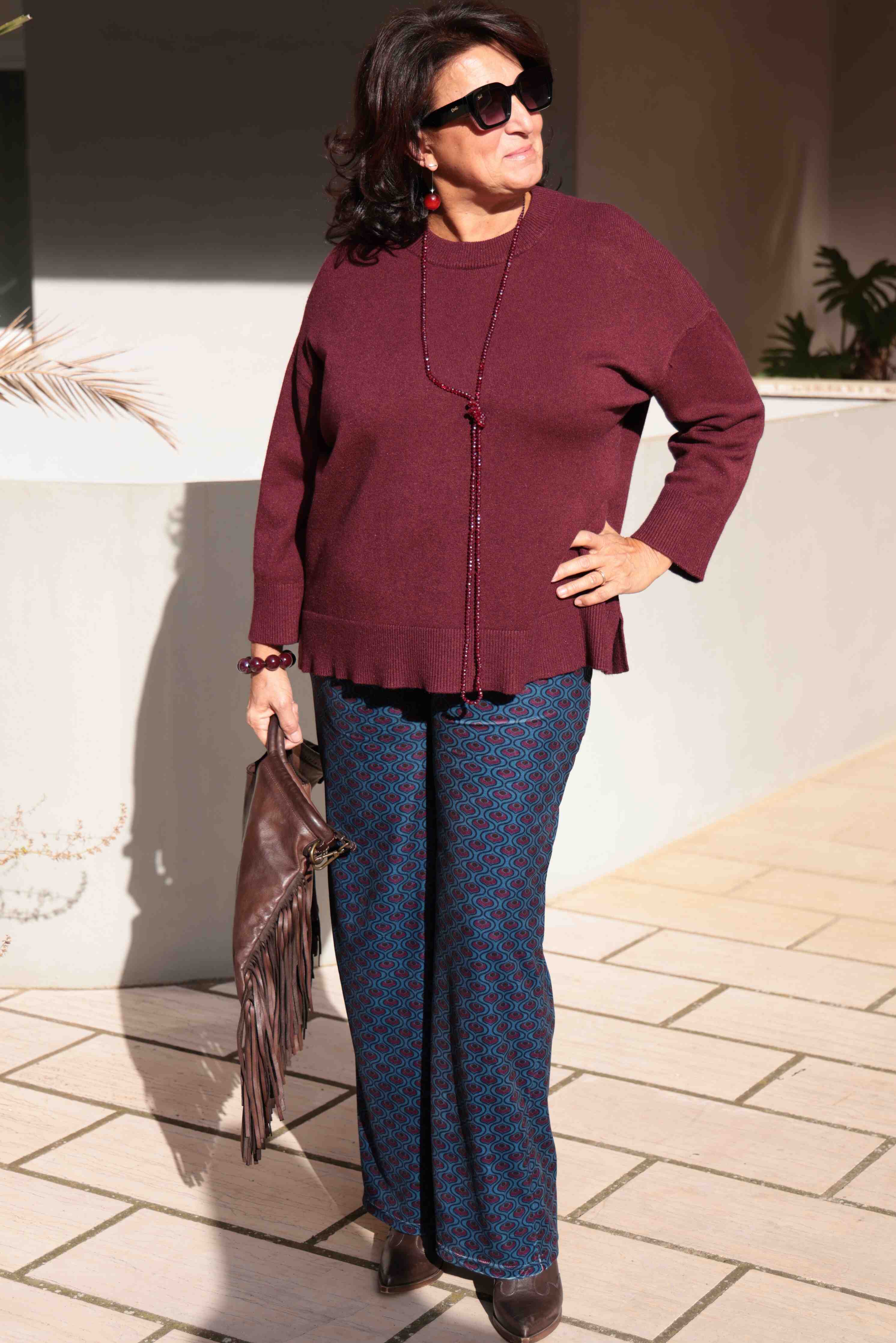 Suéter Burdeos de invierno para la noche (viscosa) 