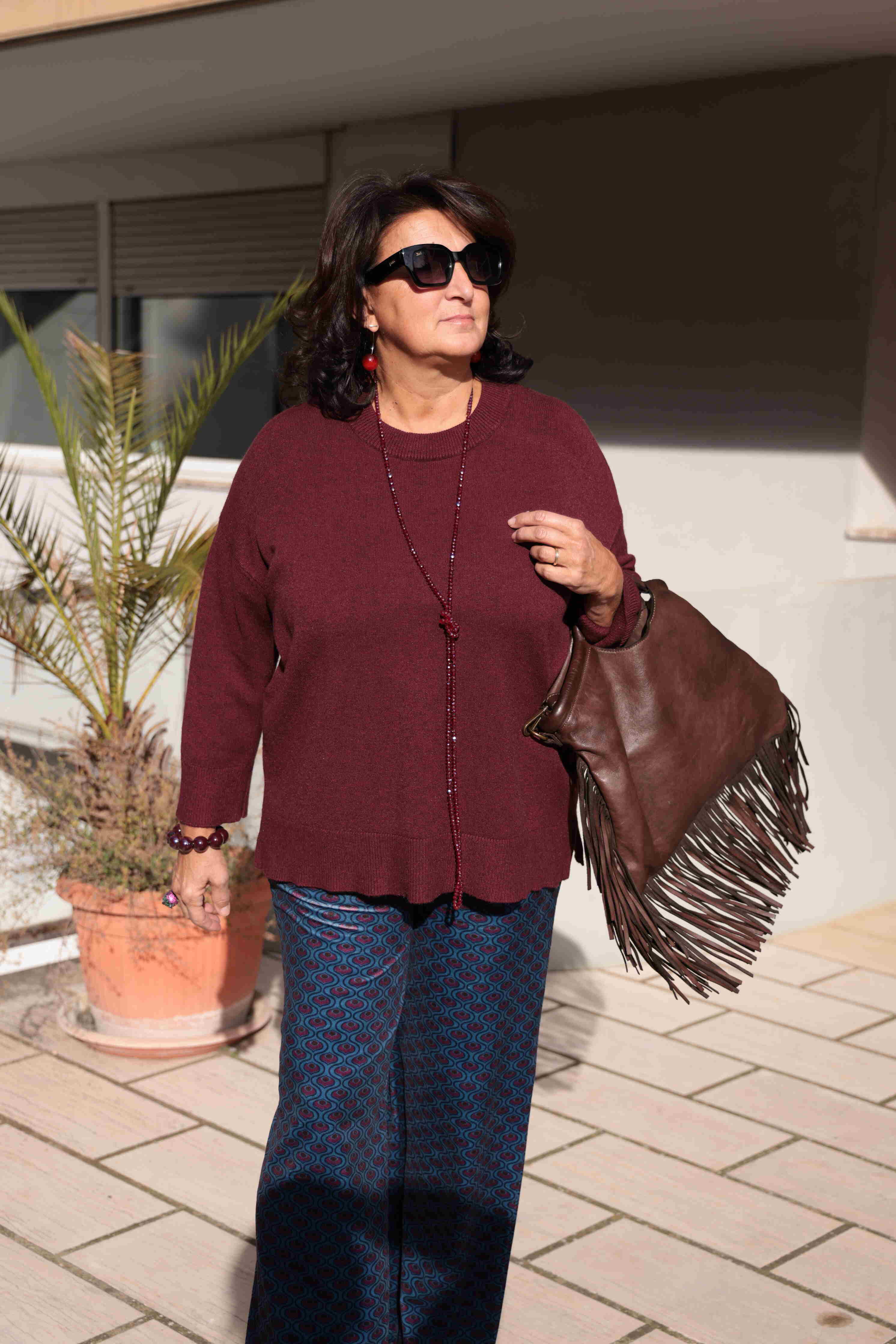 Suéter Burdeos de invierno para la noche (viscosa) 