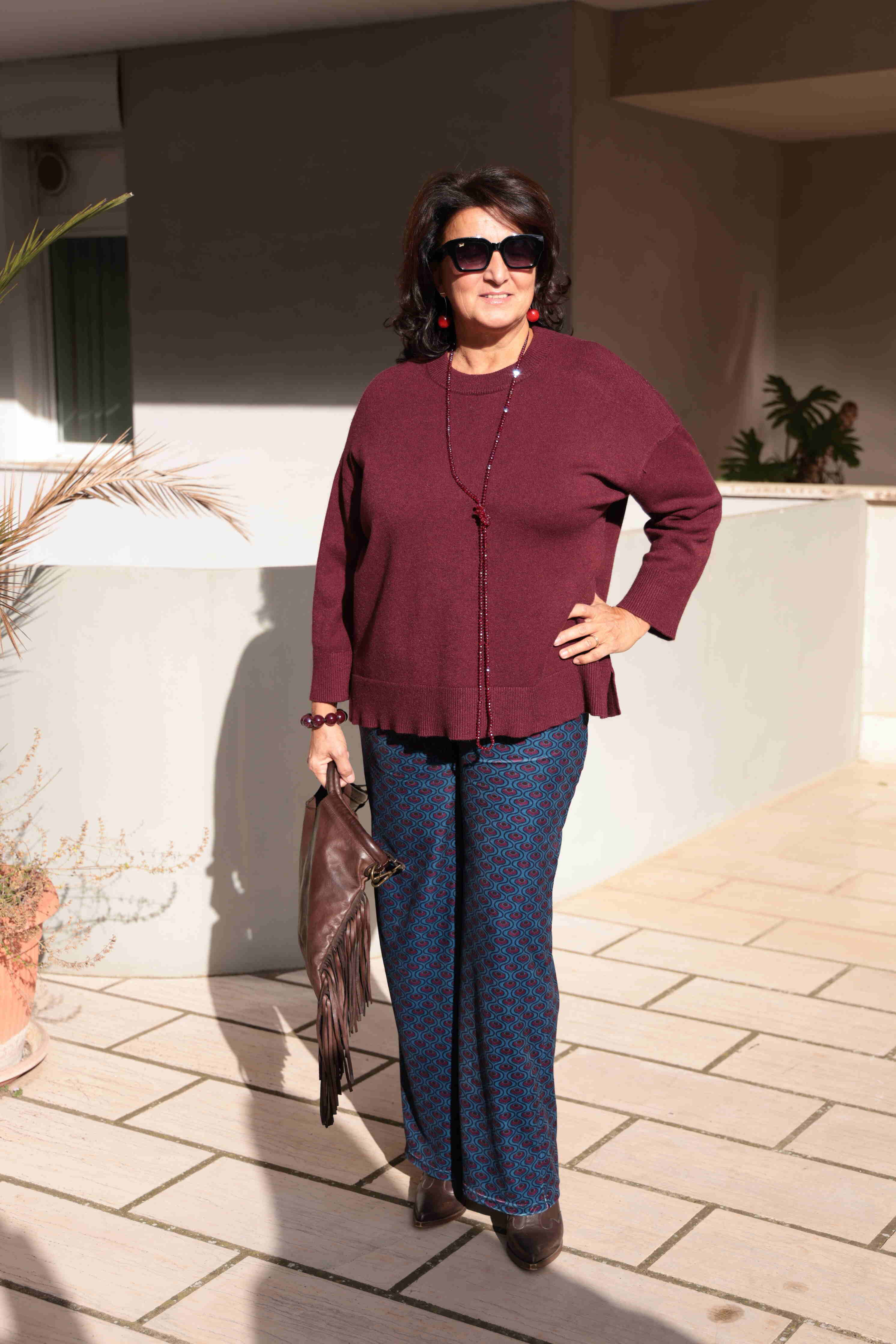 Suéter Burdeos de invierno para la noche (viscosa) 