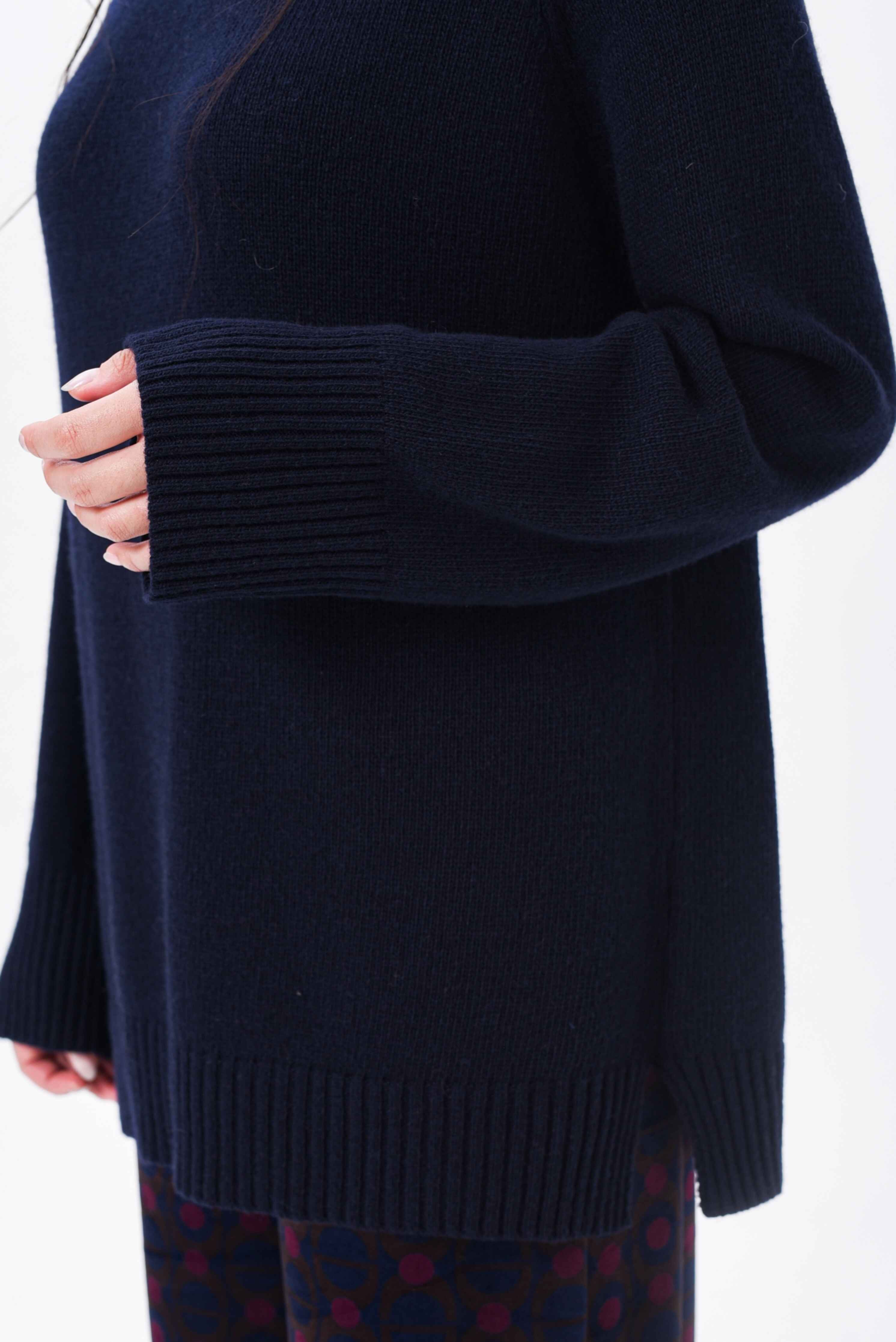 Maglione girocollo lana e cashmere Blu