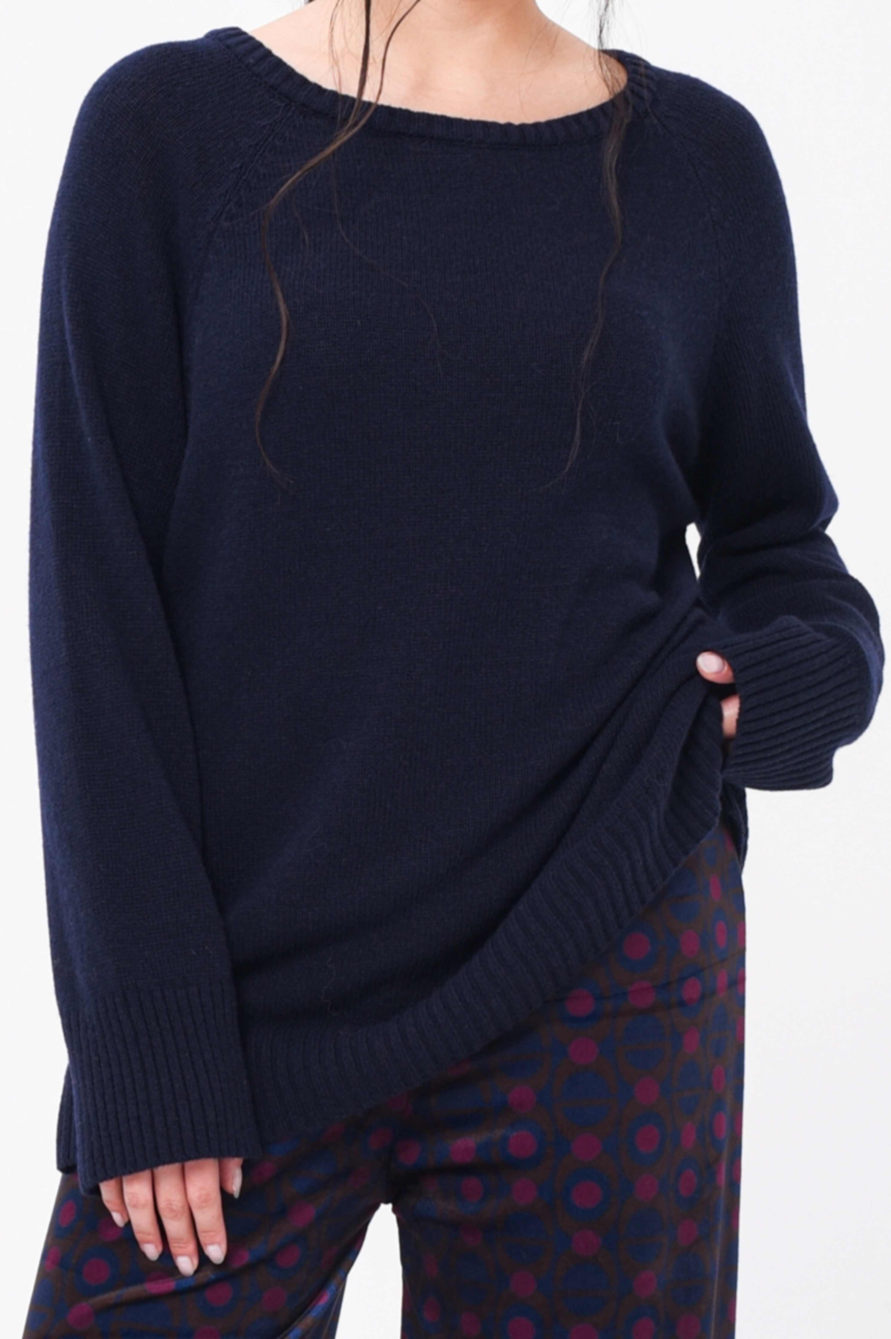 Maglione girocollo lana e cashmere Blu