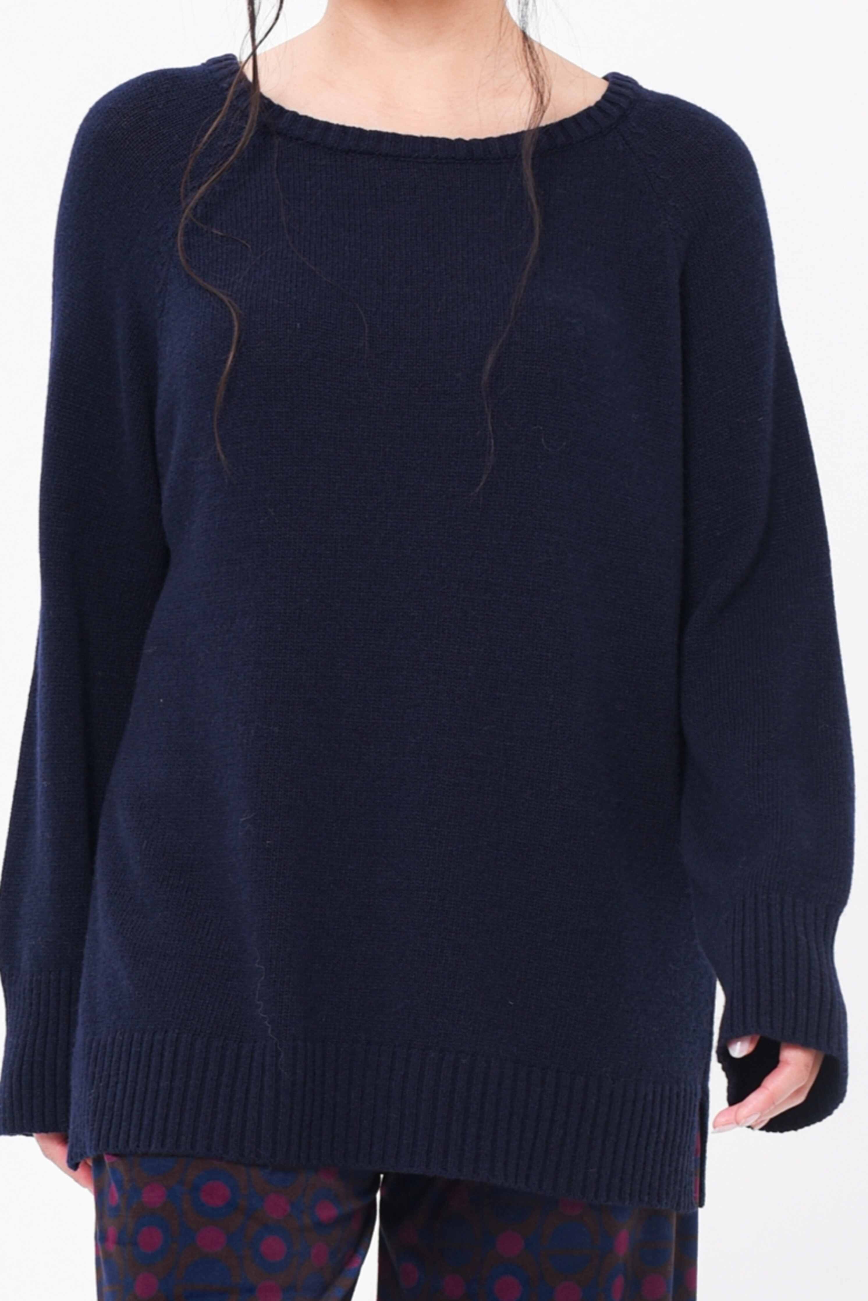 Maglione girocollo lana e cashmere Blu