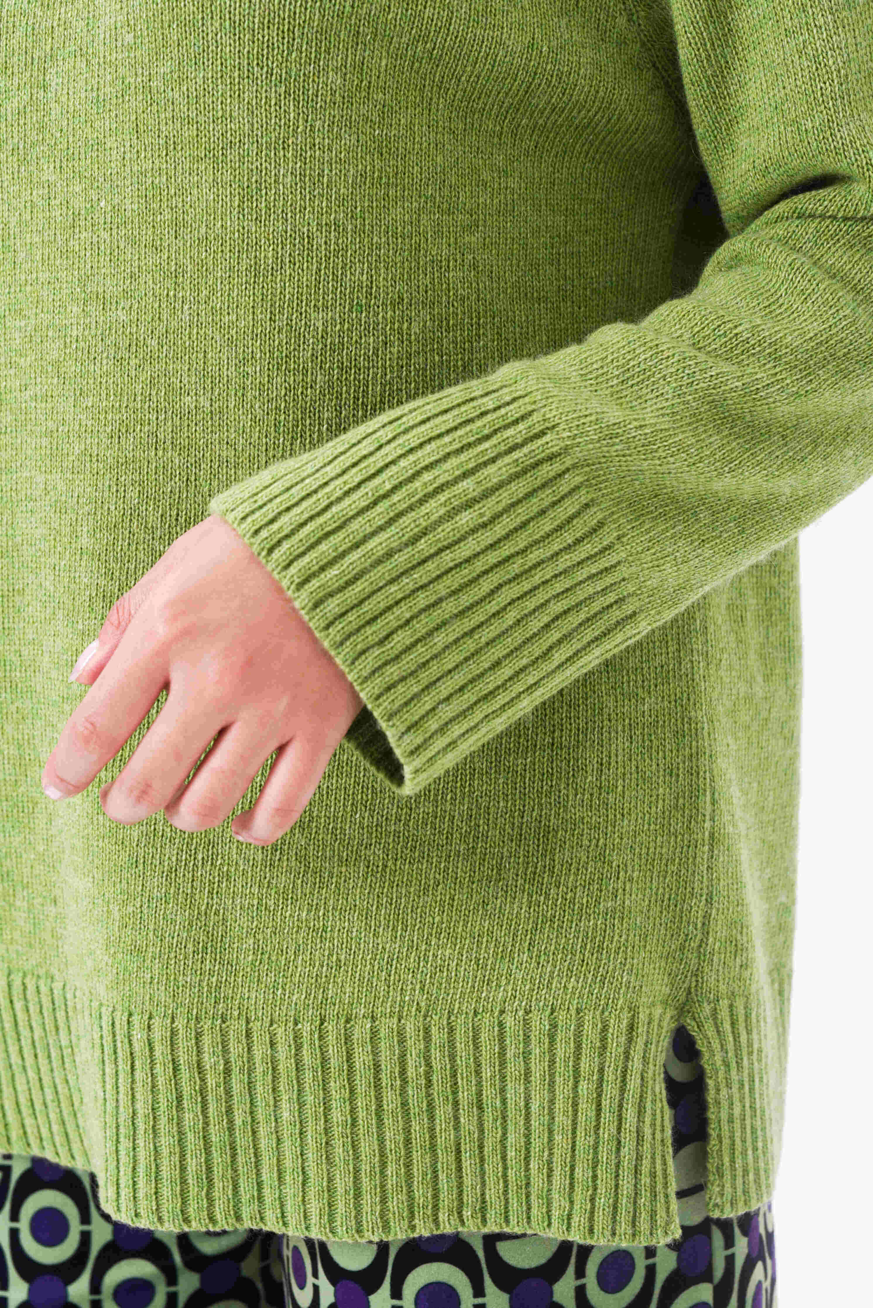 Maglione girocollo lana e cashmere pistacchio