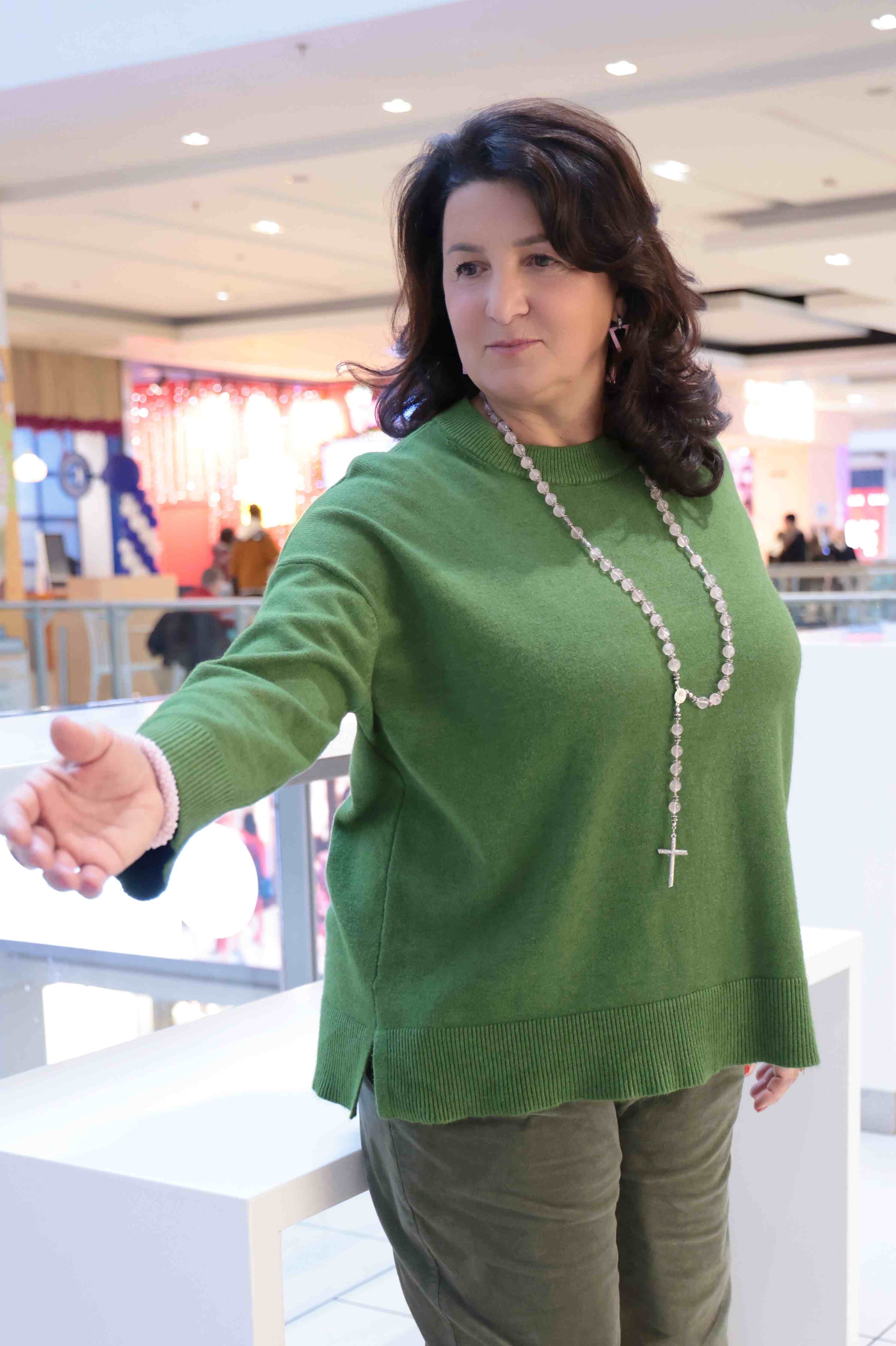 Maglione girocollo over size Pistacchio in viscosa e modal