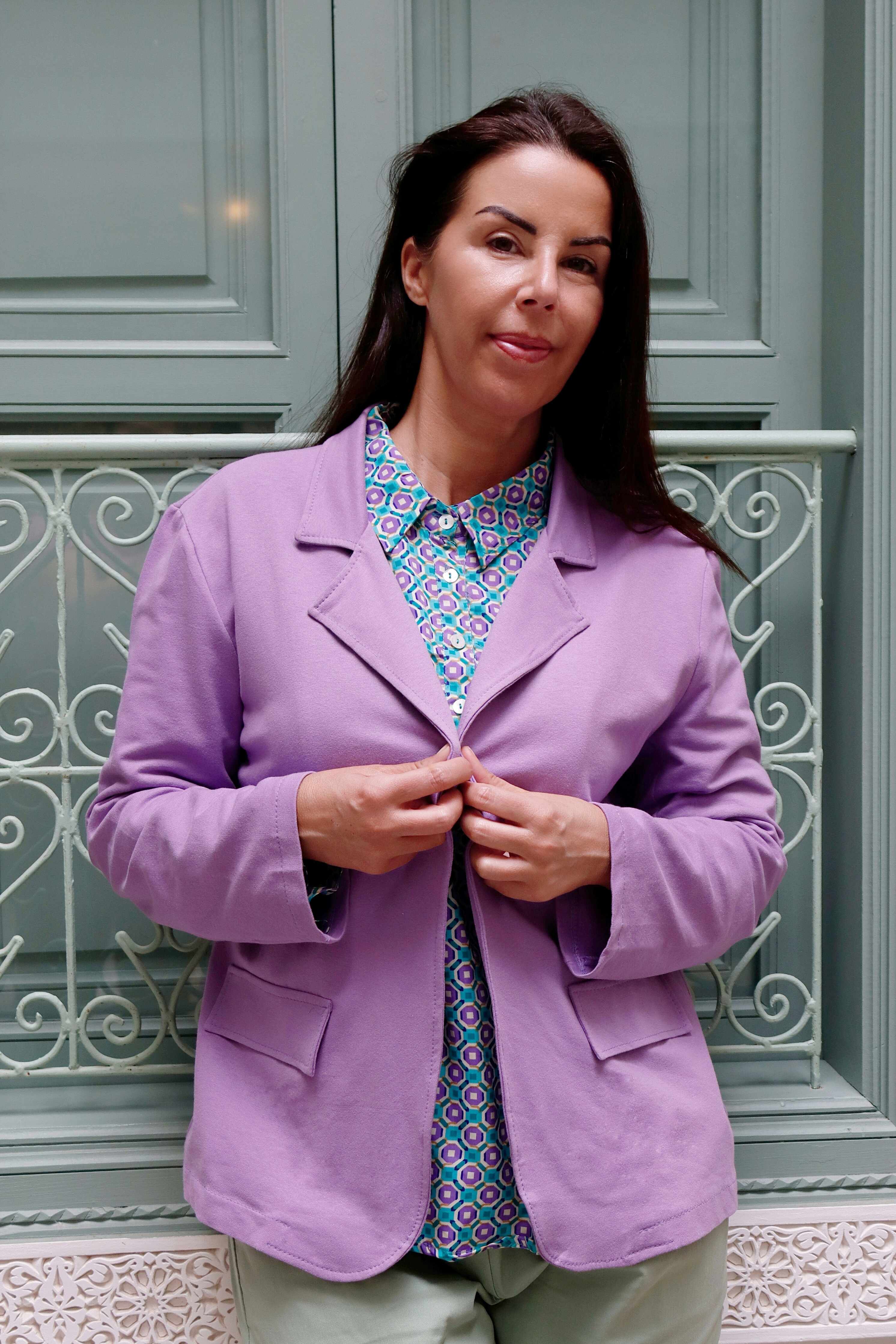 Giacca Cotone garzato taglio over elasticizzata Lilla 