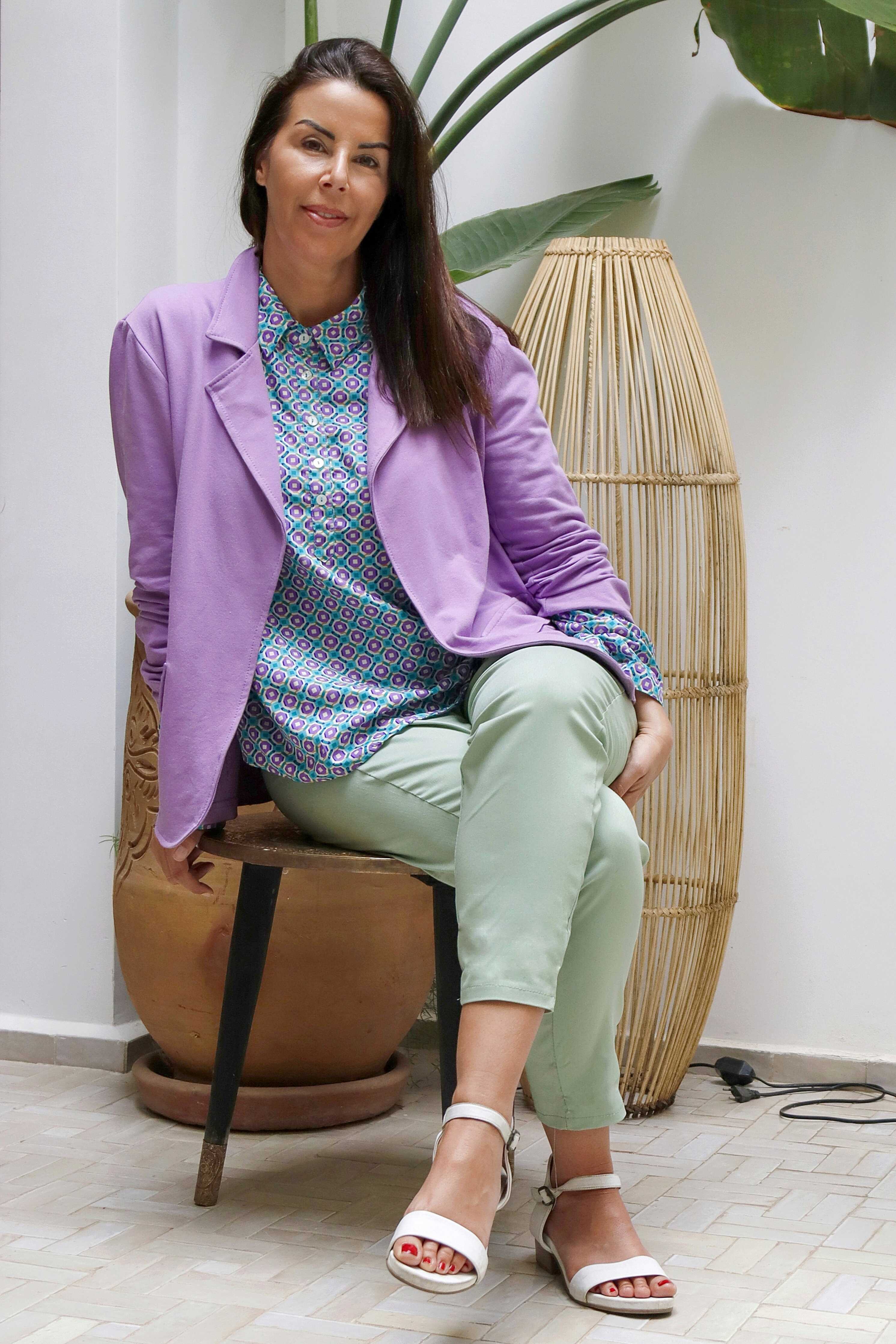 Giacca Cotone garzato taglio over elasticizzata Lilla 