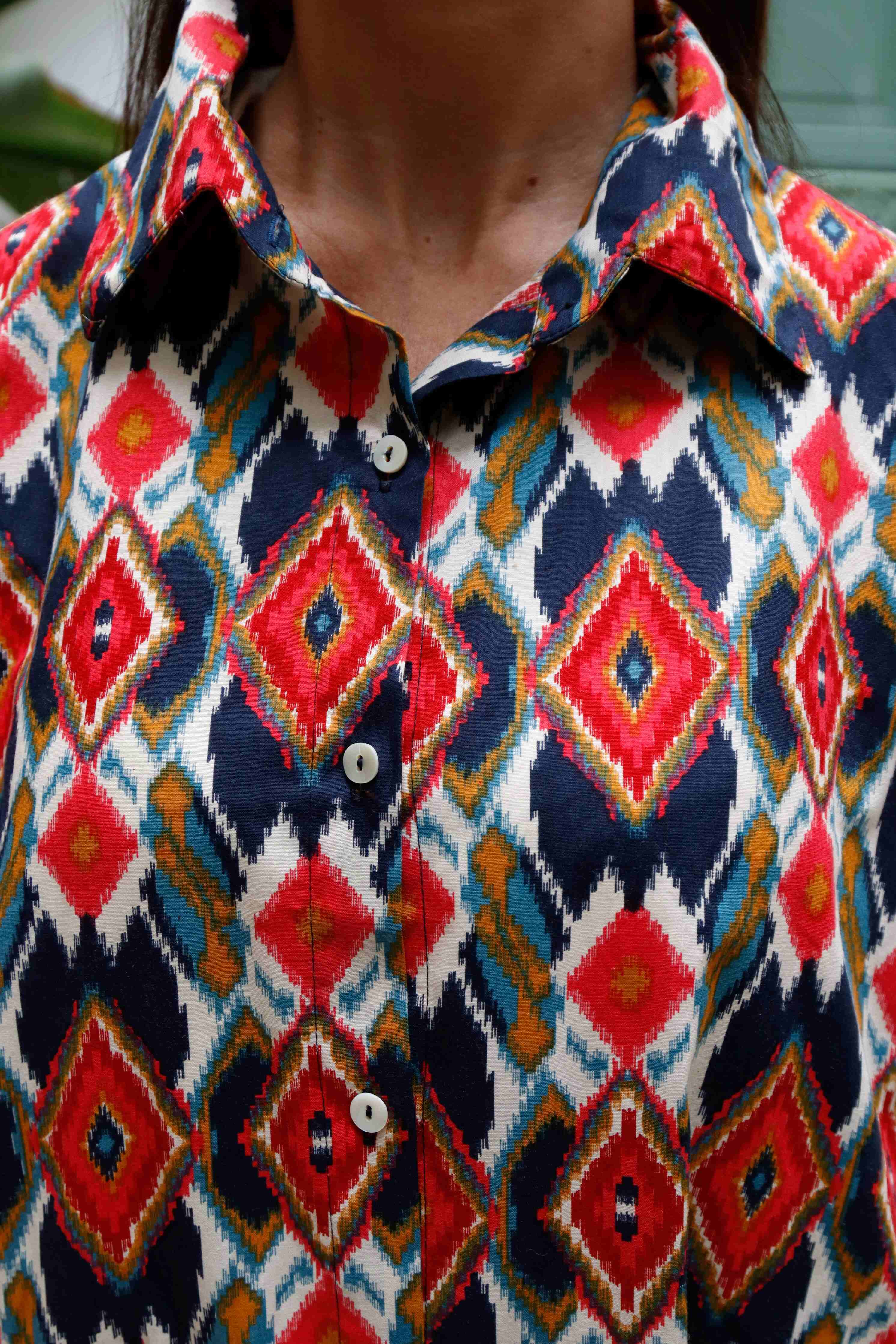 Vestito chemisier in Cotone con colletto e bottoni frontali taglio over