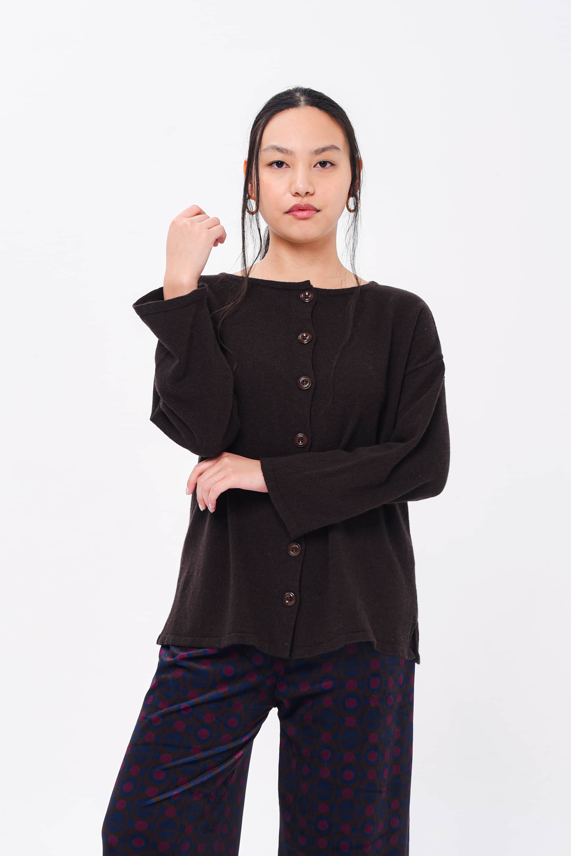 Maglione Kimono Double Face Moro