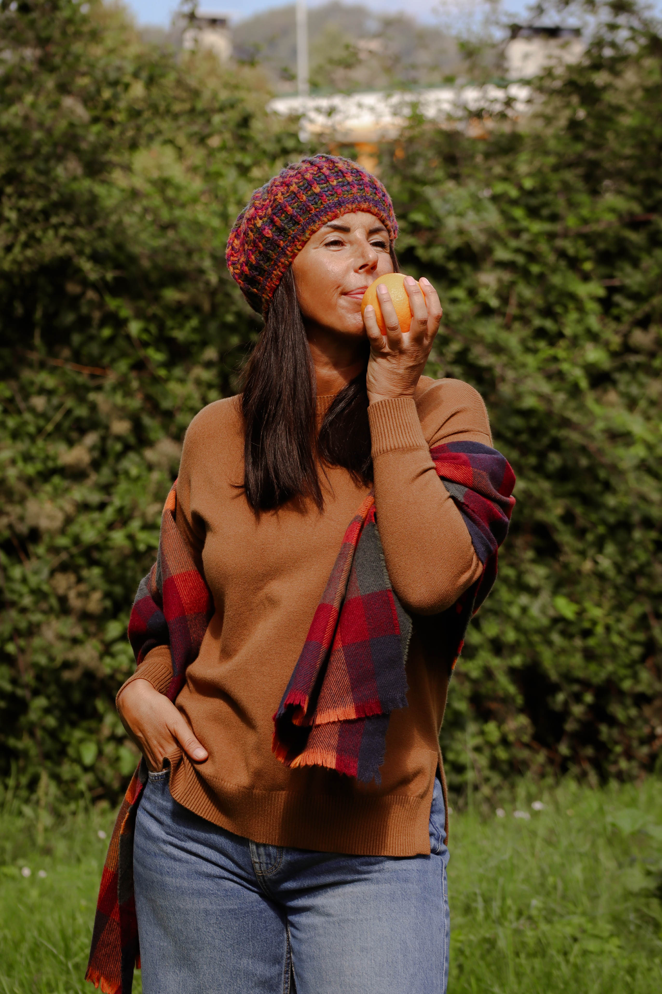 Maglione girocollo viscosa colore carammello