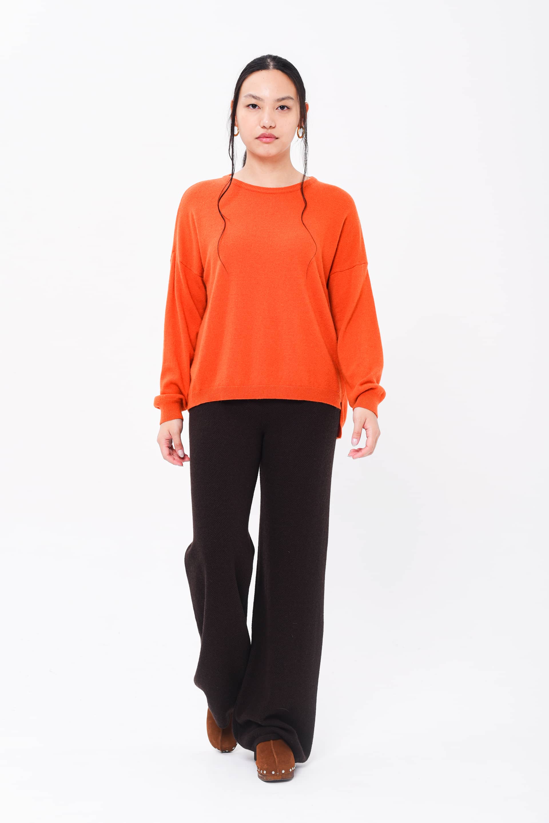 Maglione Girocollo Lana Arancione & Cashmere