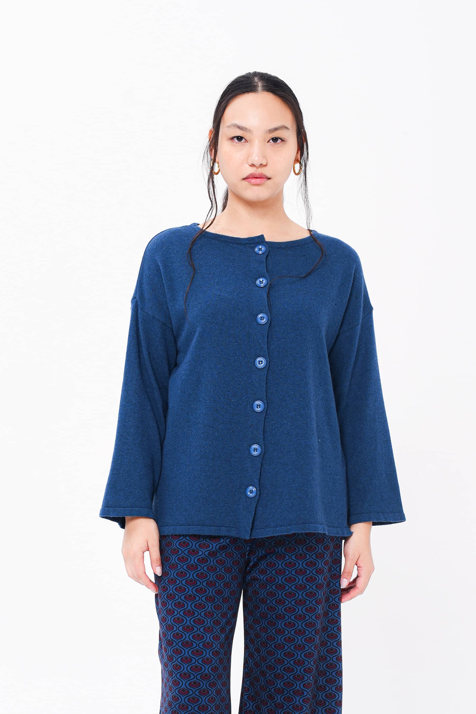 Maglione Kimono Double Face Pavone