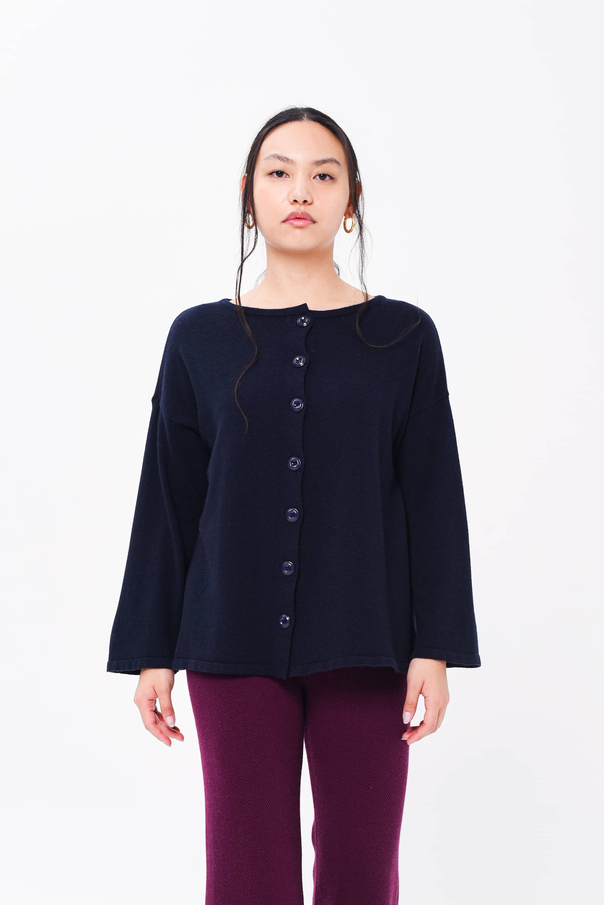 Maglione Kimono Double Face Blu