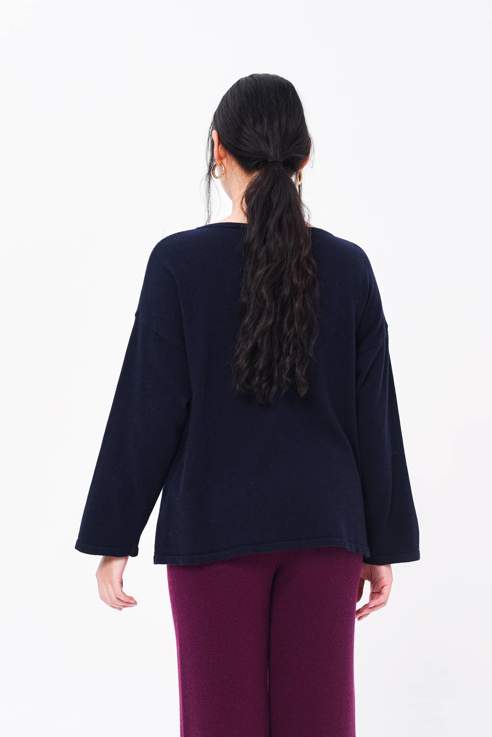 Maglione Kimono Double Face Blu