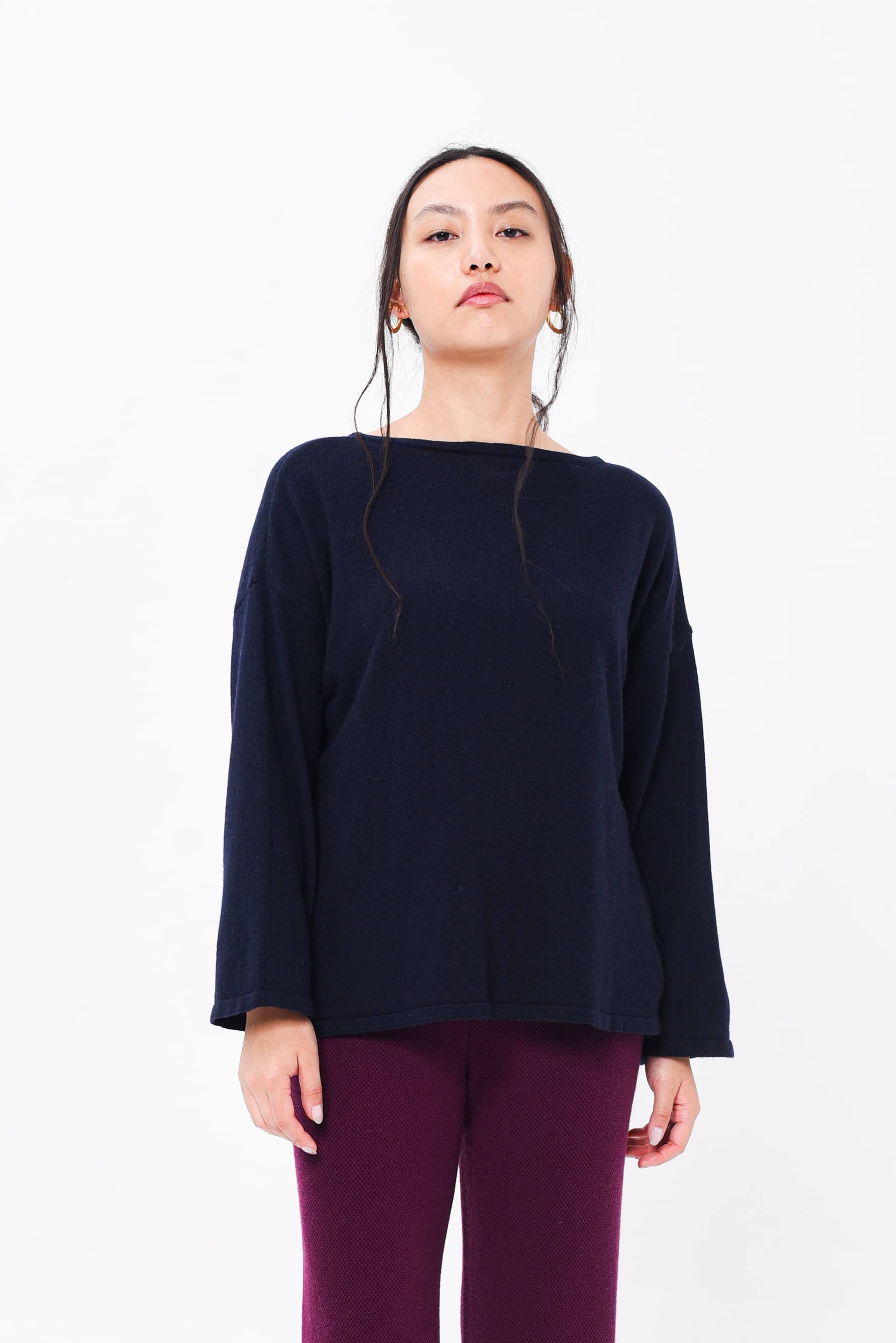 Maglione Kimono Double Face Blu