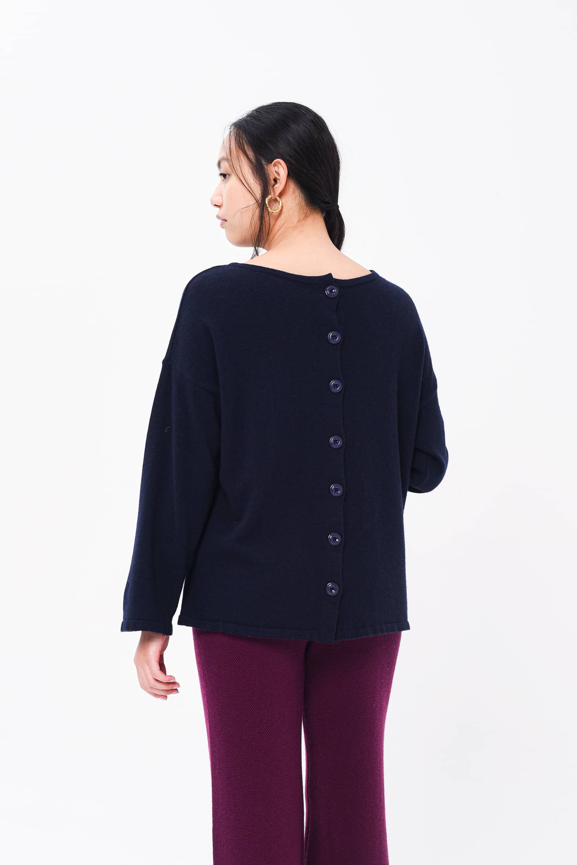 Maglione Kimono Double Face Blu