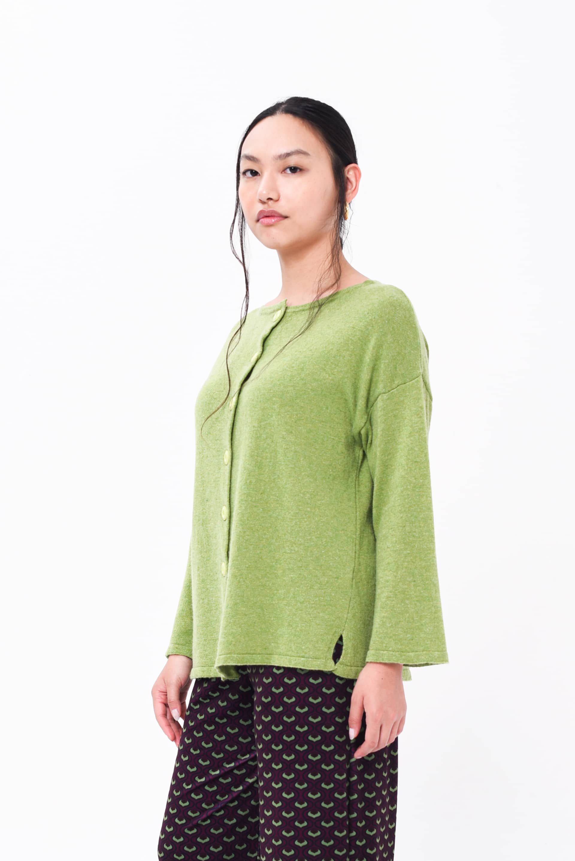 Maglione Kimono Double Face Verde