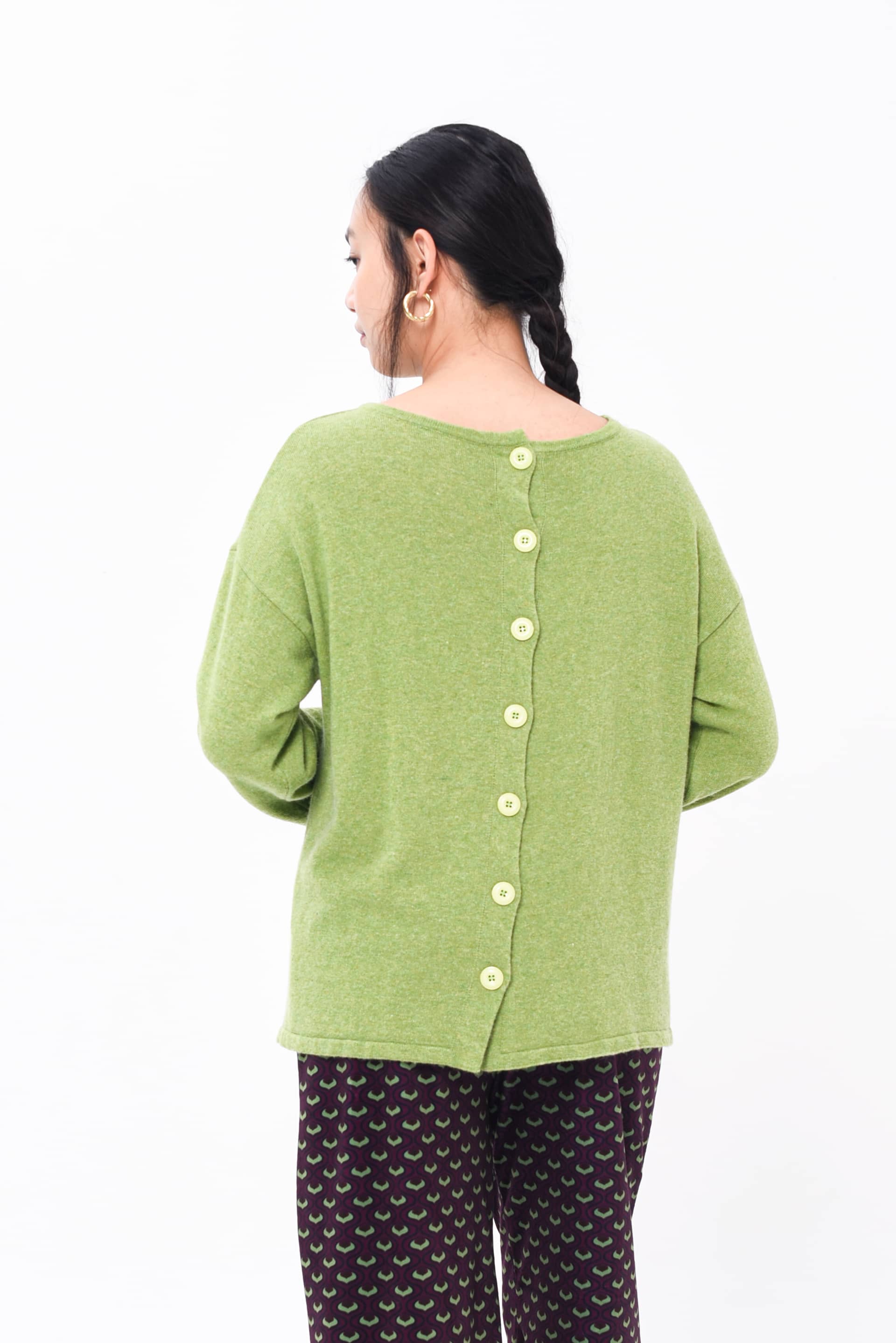 Maglione Kimono Double Face Verde