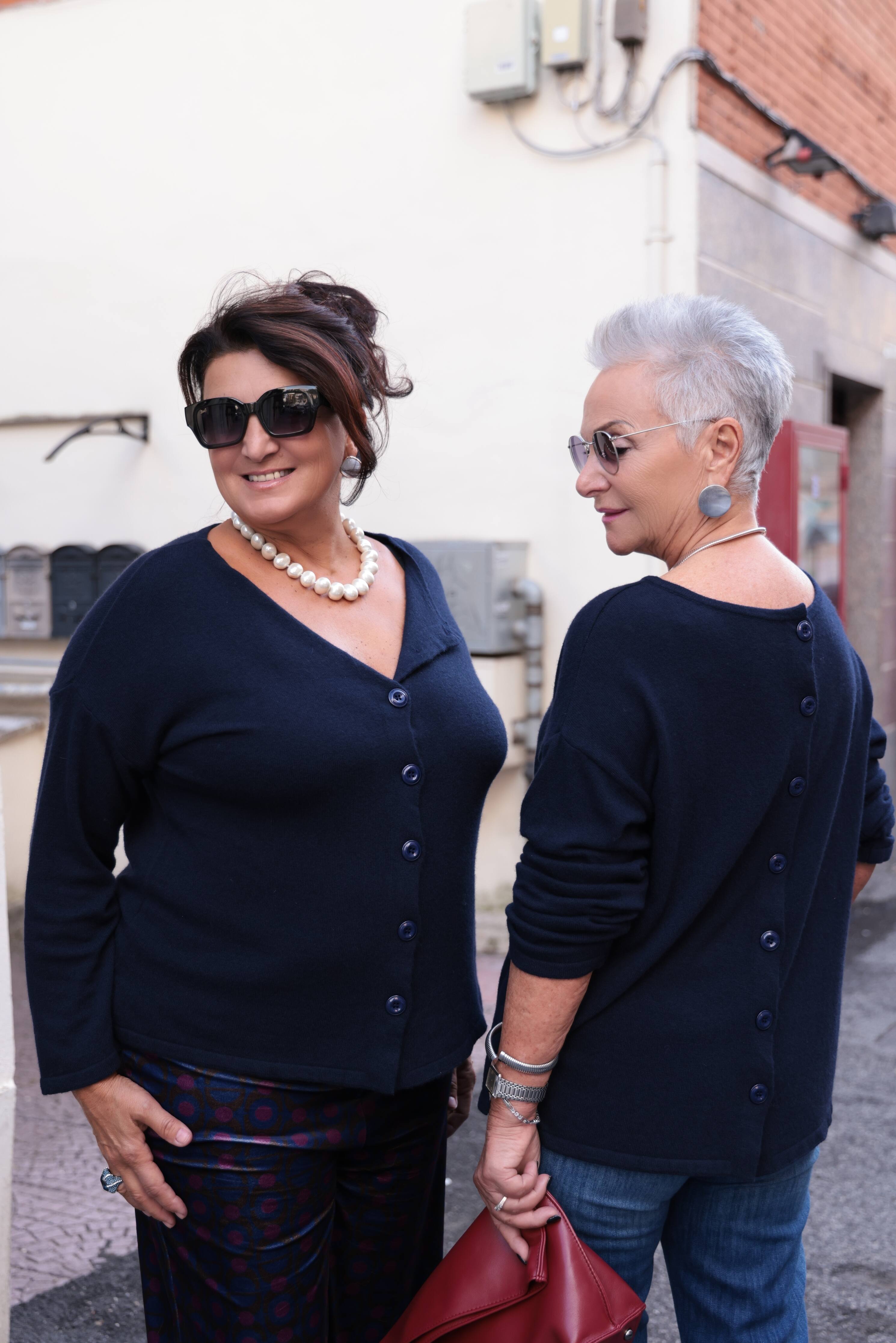 Maglione Gemma d' inverno blu (lana e cashmere)