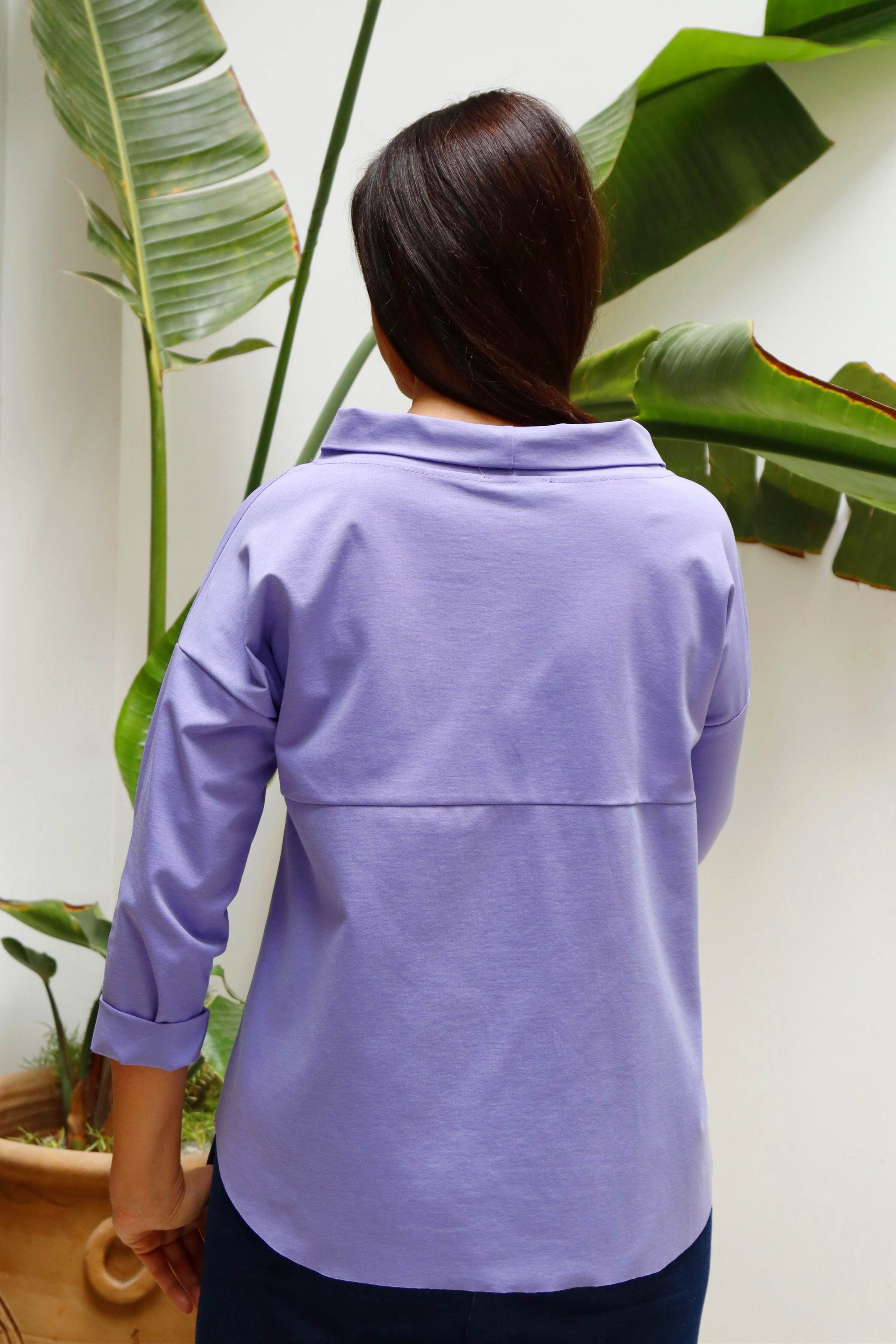 BLUSA GINEVRA LILLA (Cotone punto milano)