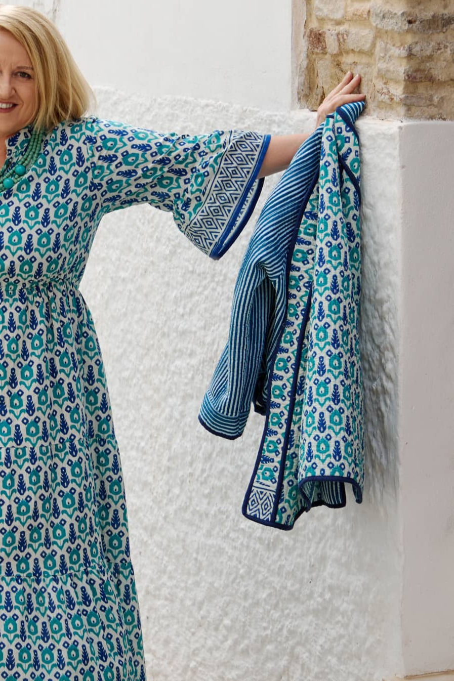 Vestito Balze coreana 100% cotone Selva Azul