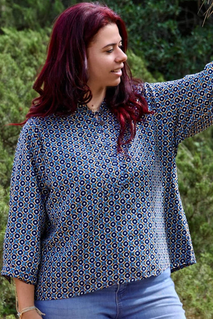 Blusa Seta fantasia geometrica Cordova