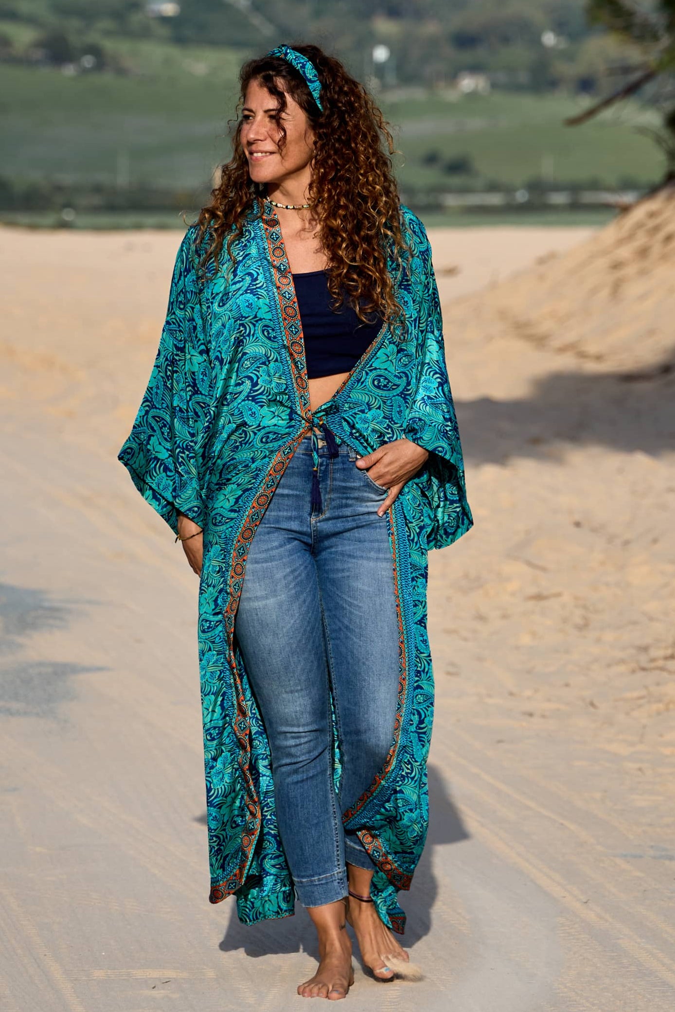 Kimono Seta lungo spolverino copricostume Marlin
