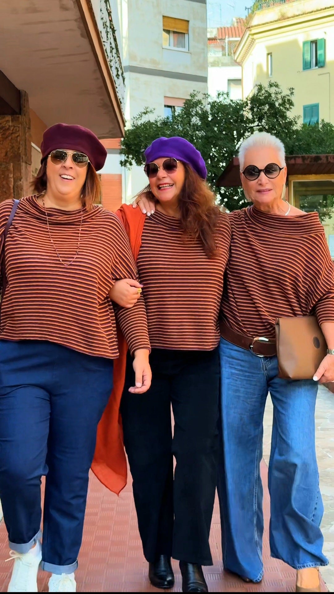 MAGLIONE NIVES RIGHE VIOLA MARRONE ARANCIO (Lana rasata)