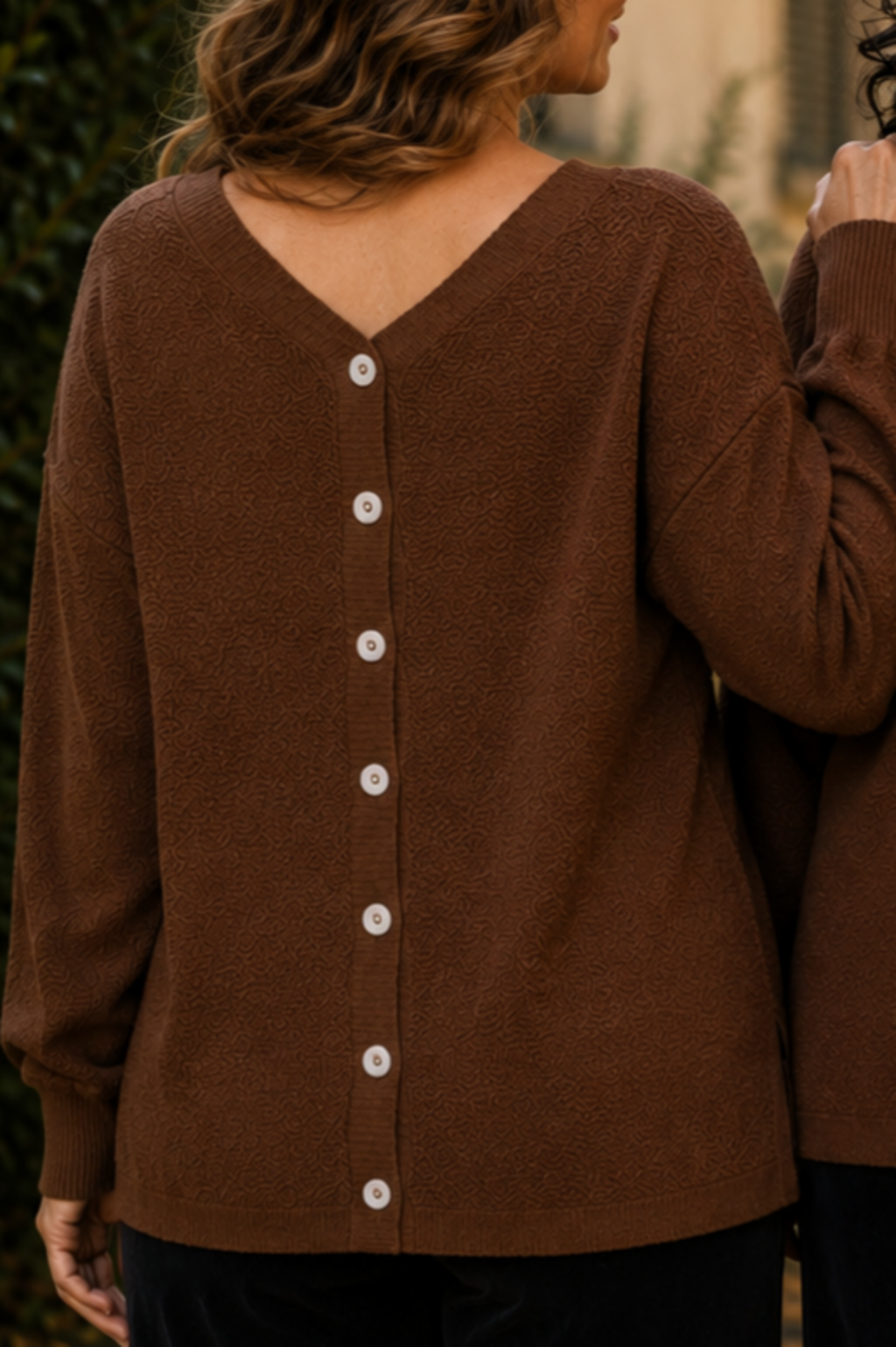 Cardigan Due Modi tabacco donna in lana e cashmere Tessimete – abbinamento outfit