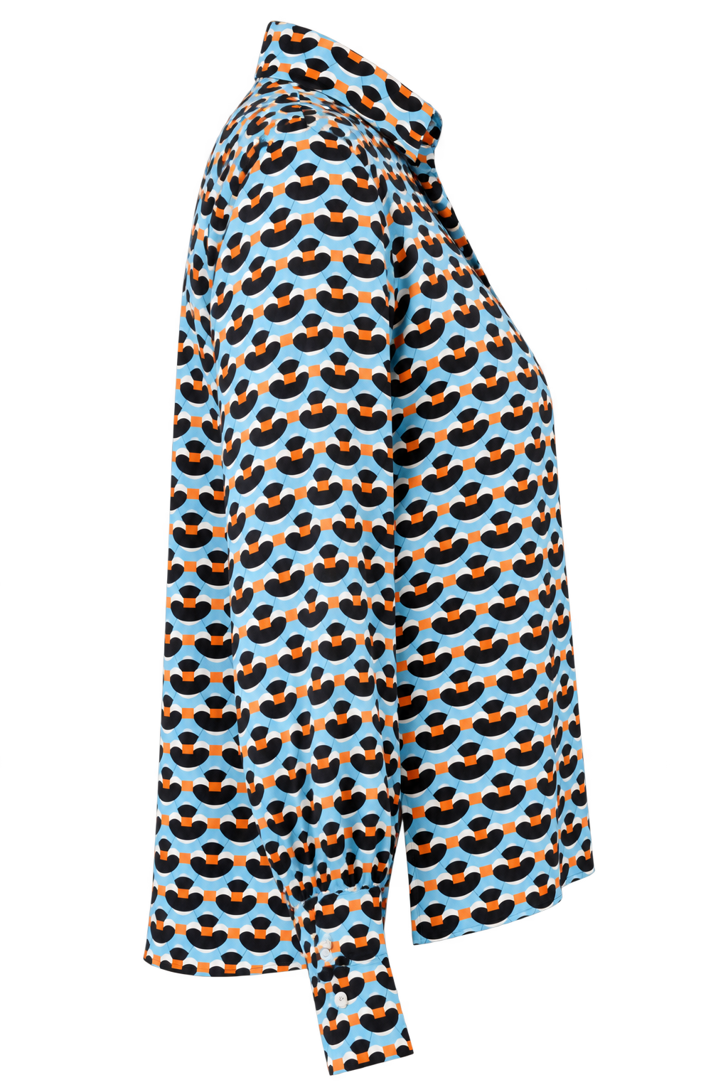 Camicia Ponza fantasia turchese donna in jersey di viscosa Tessimete – dettaglio tessuto