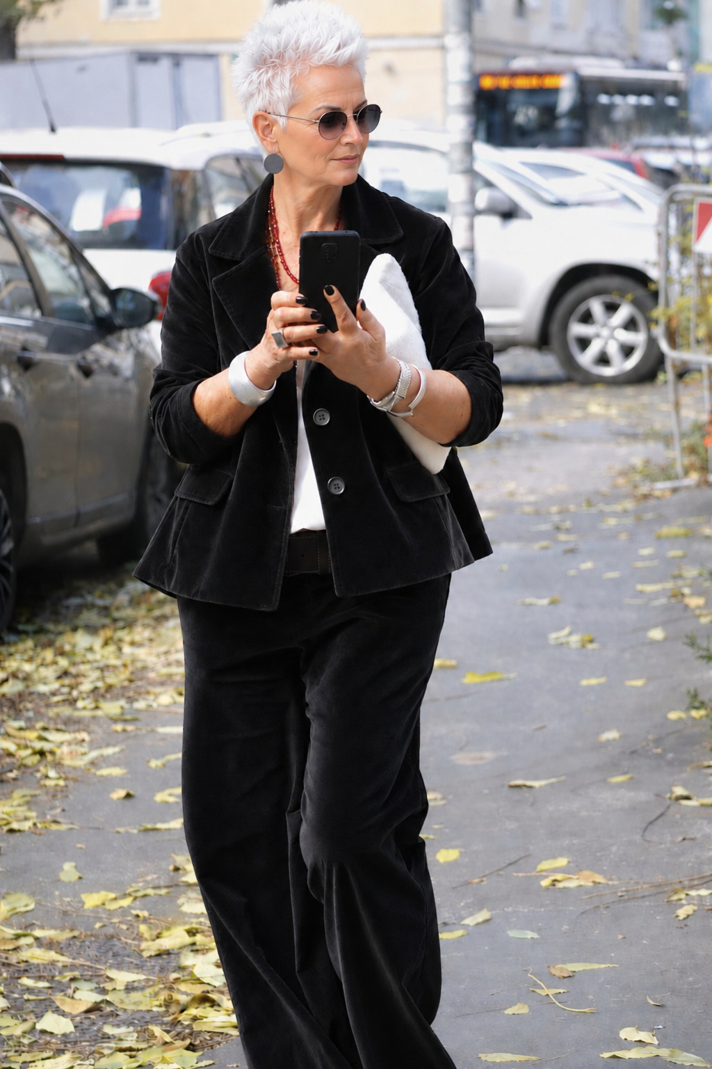 Pantalone Velluto Nero donna a palazzo in velluto di cotone Tessimete – dettaglio vestibilità