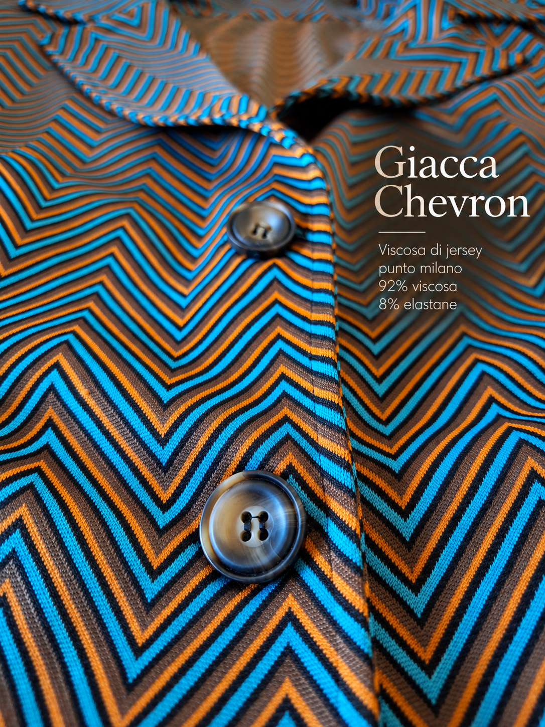 Giacca Levante Chevron donna in jersey di viscosa Tessimete – dettaglio modello