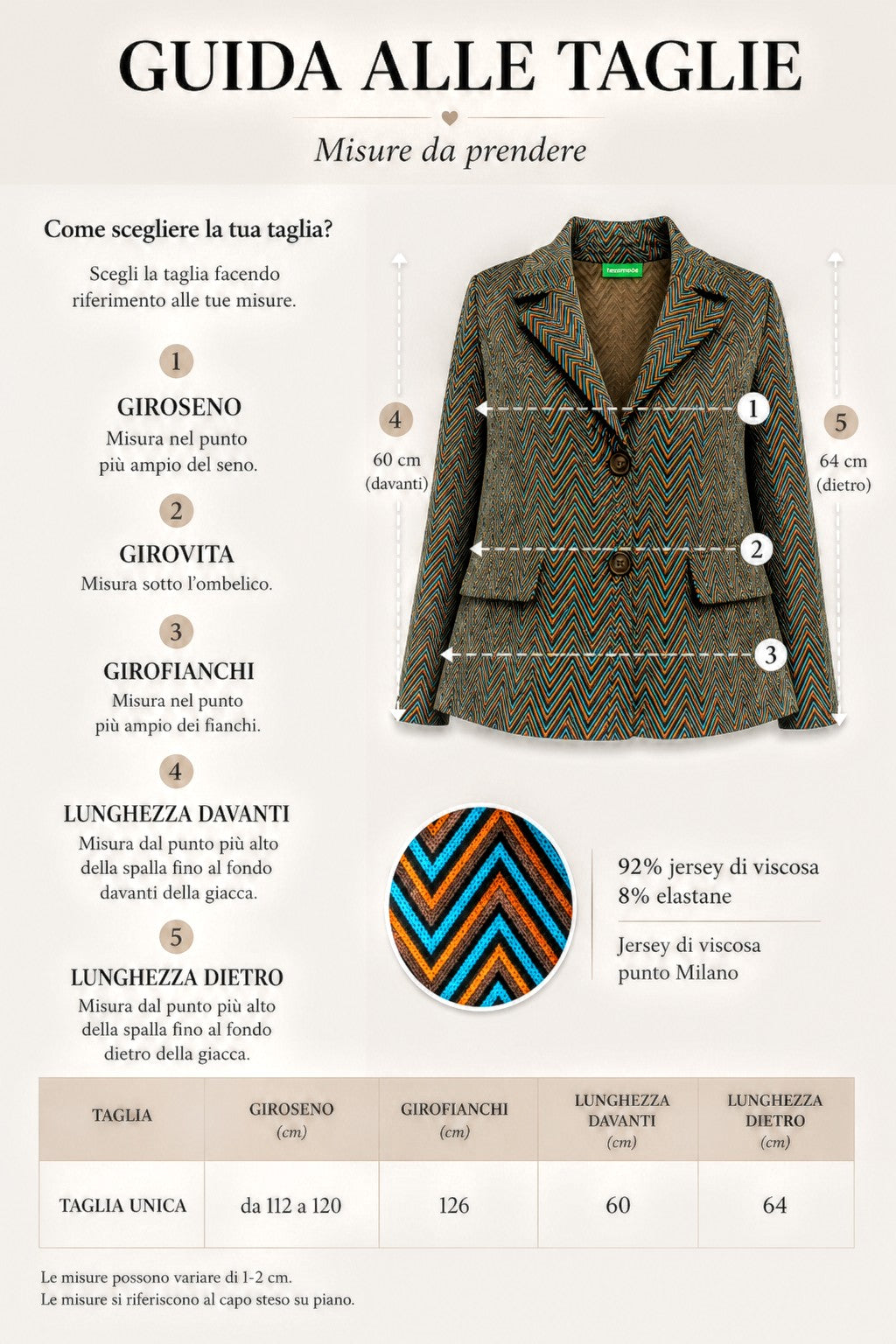 Giacca Levante Chevron donna in jersey di viscosa Tessimete – outfit donna