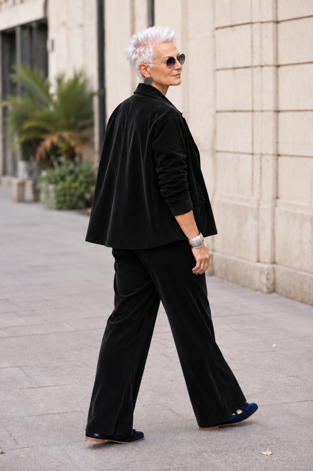 Pantalone Velluto Nero donna a palazzo in velluto di cotone Tessimete – dettaglio tessuto