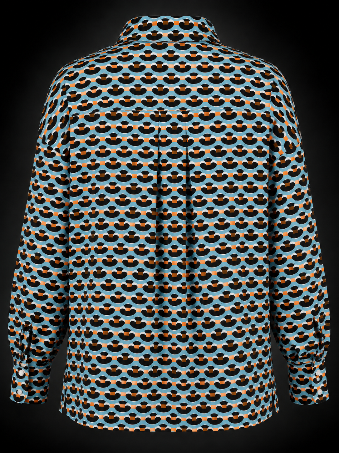 Camicia Ponza fantasia turchese donna in jersey di viscosa Tessimete – linea e vestibilità