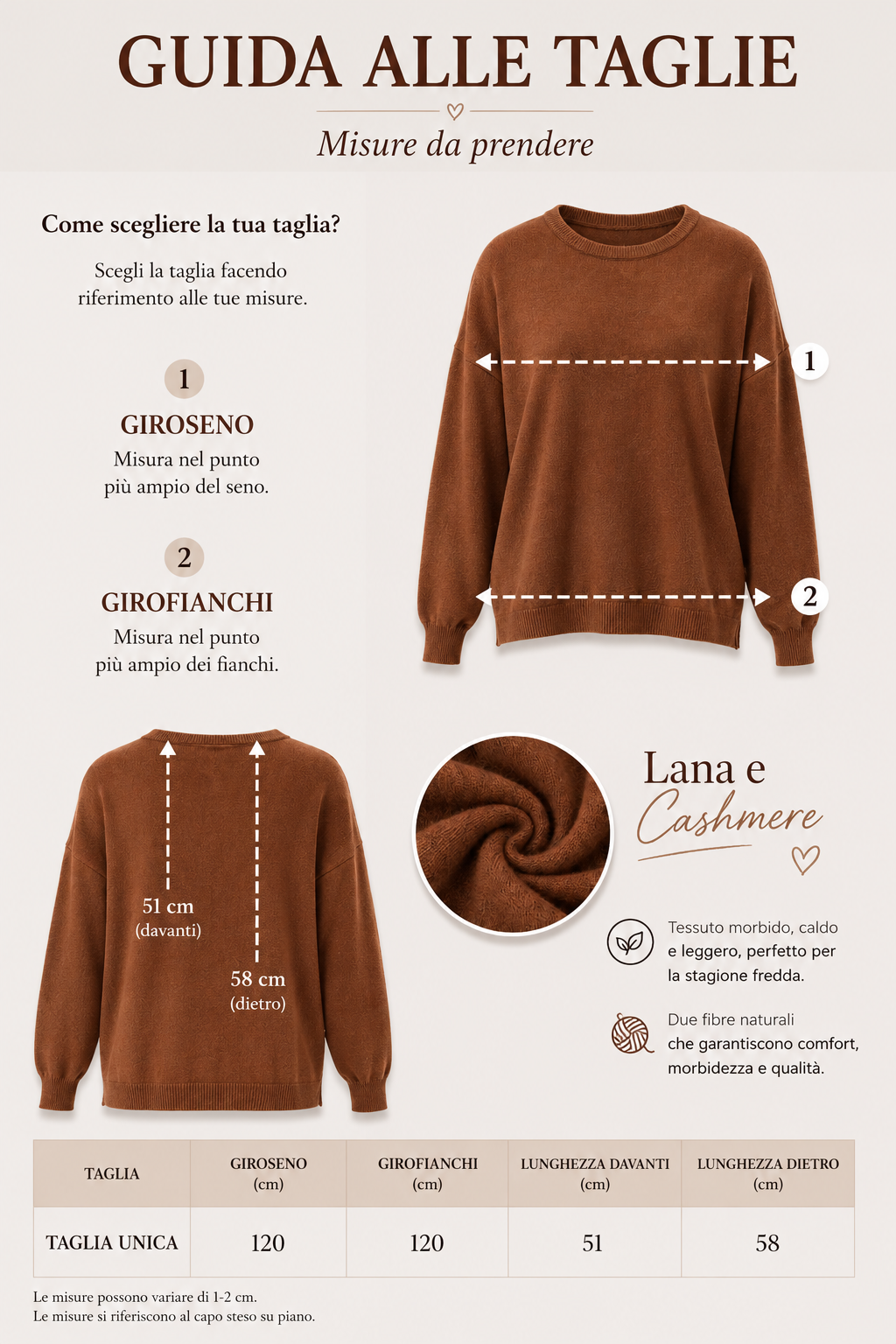 Maglione Bruma tabacco donna in lana e cashmere Tessimete – look donna