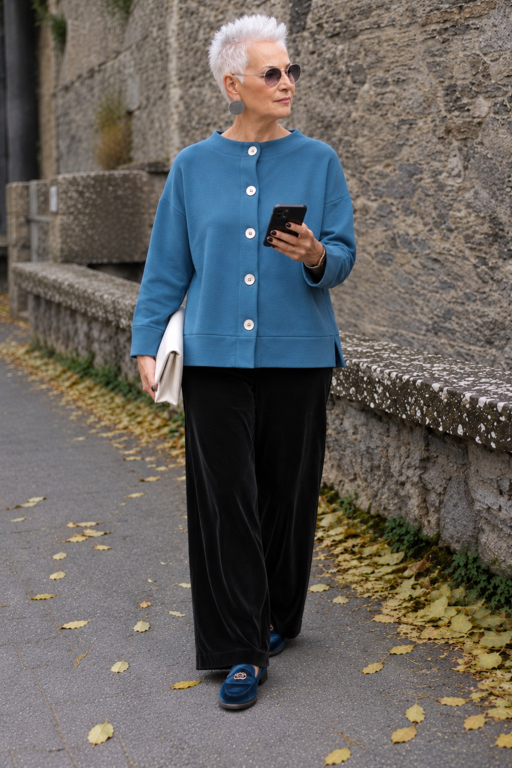 Maglione Madreperla turchese lago donna in lana Punto Milano Tessimete – dettaglio vestibilità